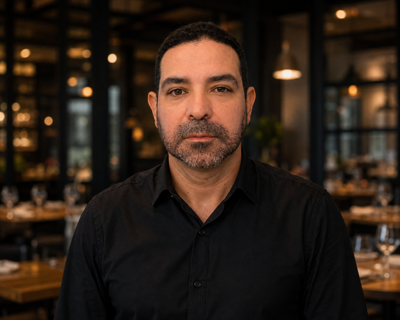 Socio especializado en digitalización trabajando en un restaurante
